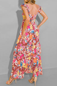 Tiered Ruffled Printed Sleeveless Dress