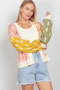 Very J Color Block Open Front Long Sleeve Cardigan