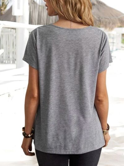 Cowl Neck Short Sleeve T-Shirt