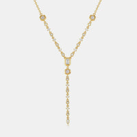 Inlaid Zircon Brass Pendant Necklace