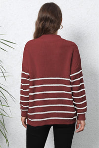 Mock Neck Long Sleeve Zip-Up Sweater