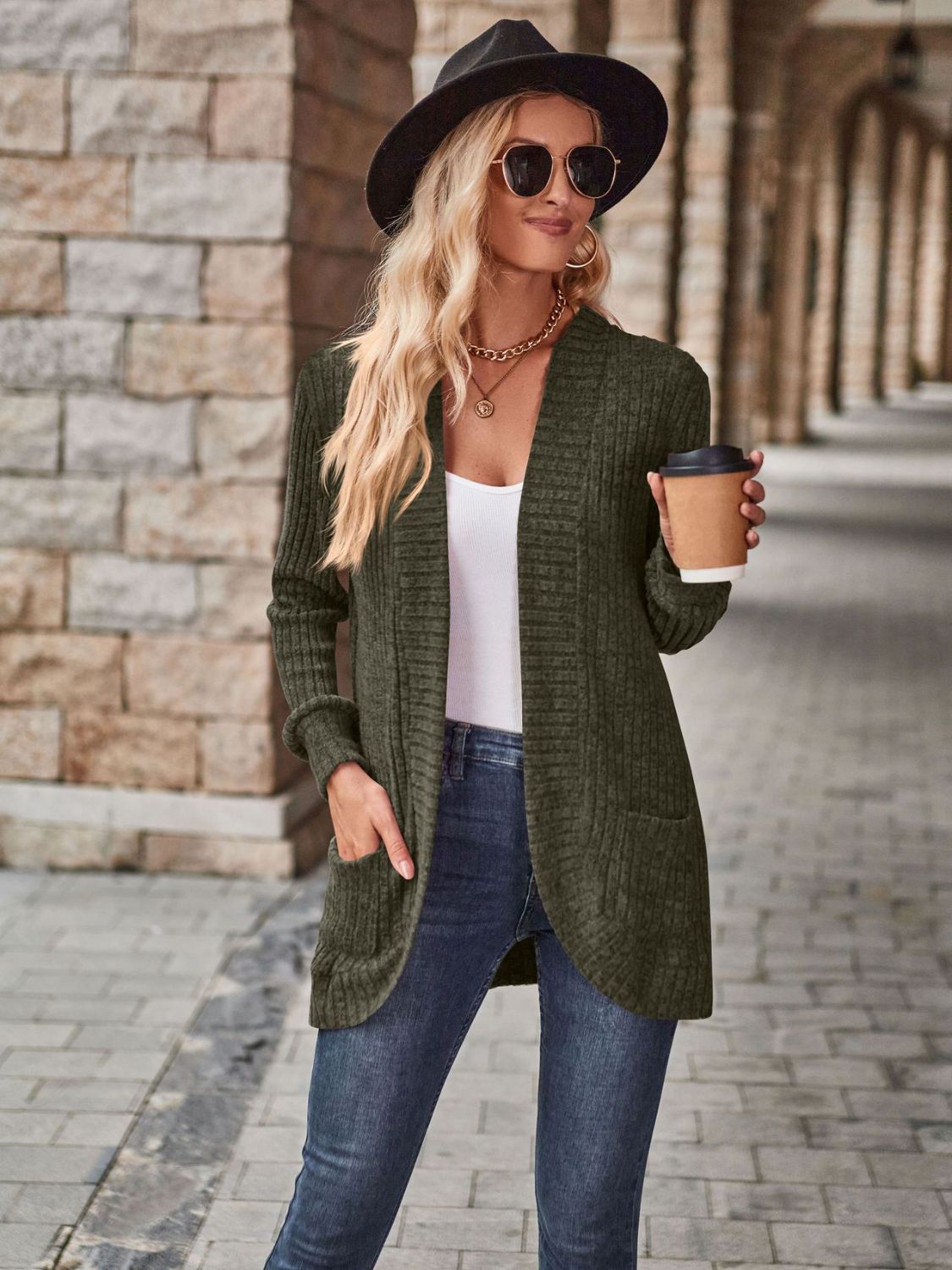 Versatile Open Front Cardigan with Pockets | Augie & April