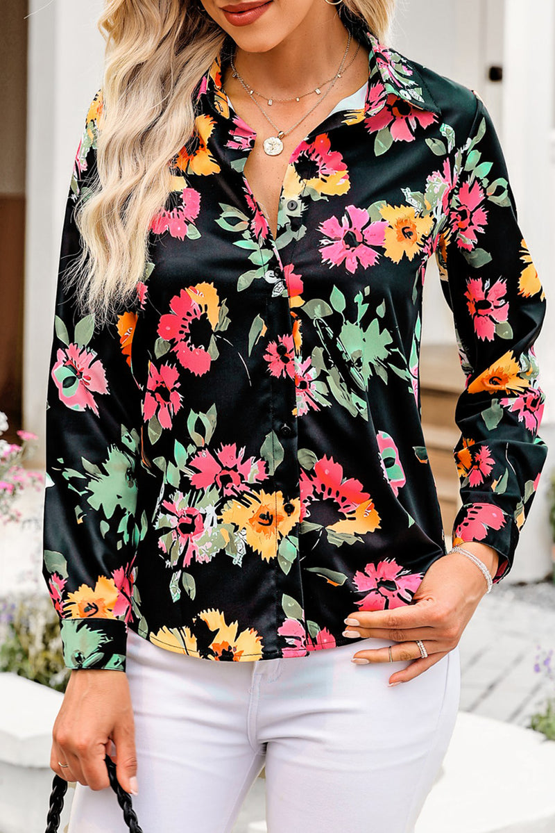 Printed Button Up Long Sleeve Shirt | Augie & April