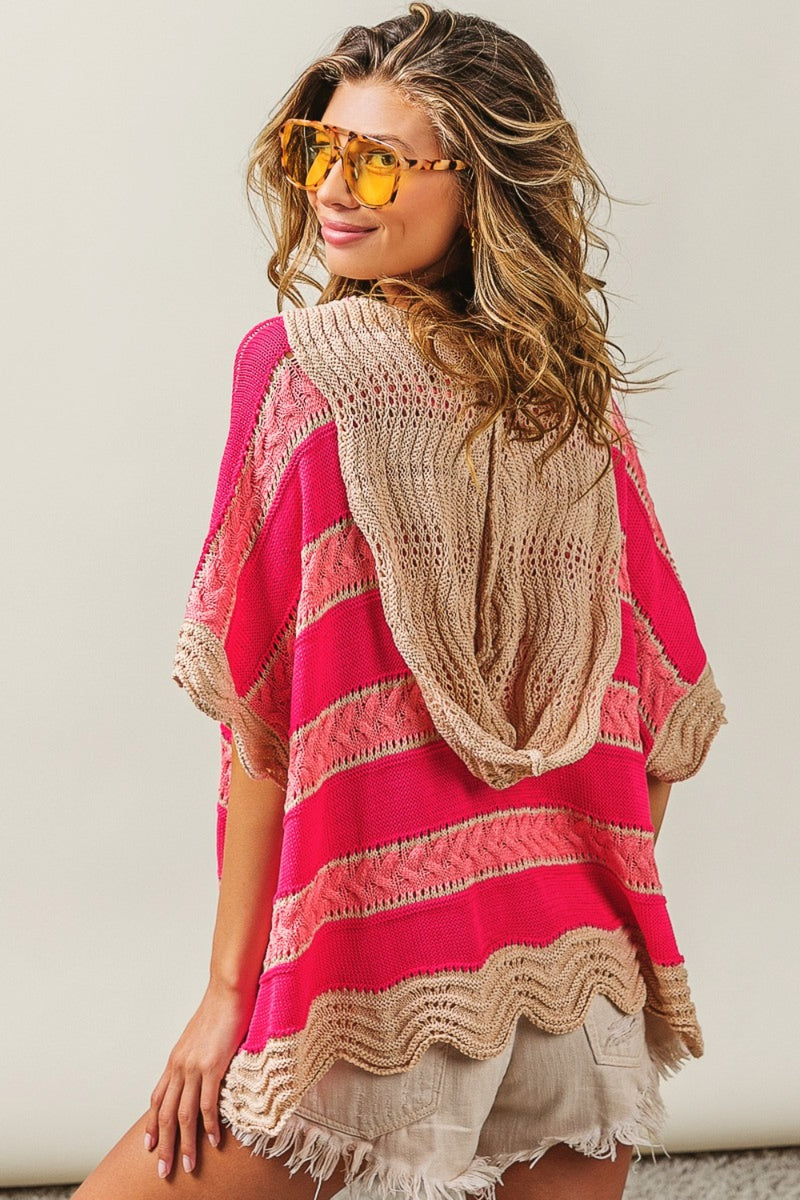 BiBi Multi Color Stripe Hooded Knit Top | Augie & April