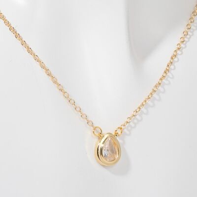 Inlaid Zircon Brass Pendant Necklace