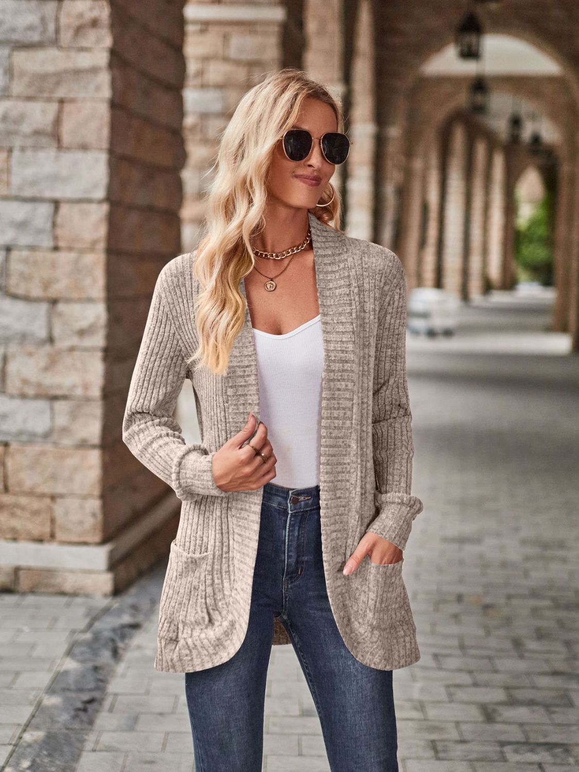 Versatile Open Front Cardigan with Pockets | Augie & April