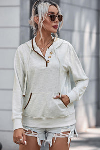 Half Button Drawstring Long Sleeve Hoodie | Fashion & Function | Augie & April