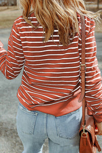 Striped Round Neck Long Sleeve Sweatshirt