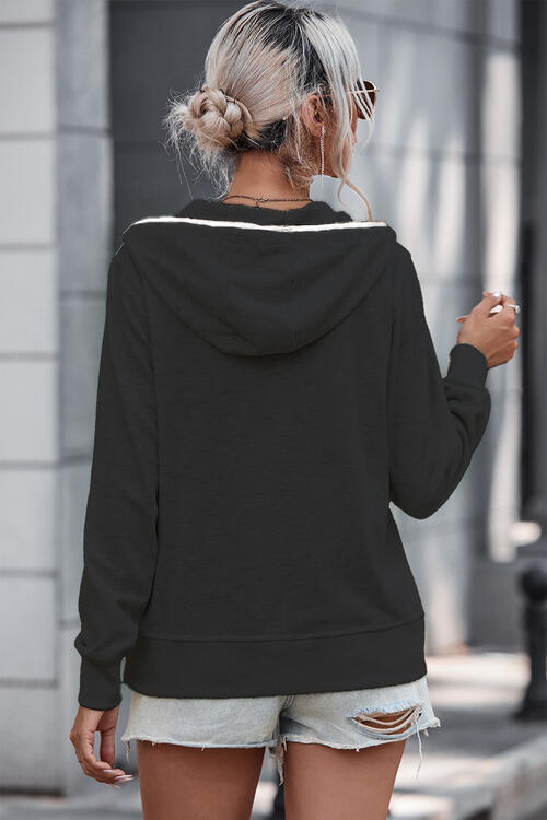 Half Button Drawstring Long Sleeve Hoodie | Fashion & Function | Augie & April